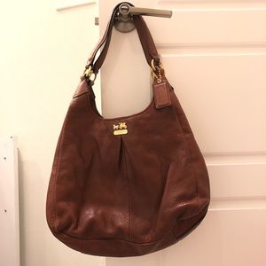 Brown leather coach hobo handbag